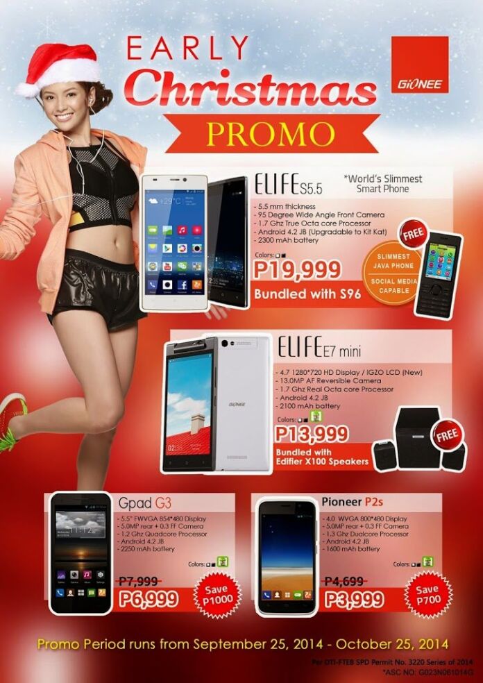 Get freebies and discounts at Gionee Early Christmas Promo!