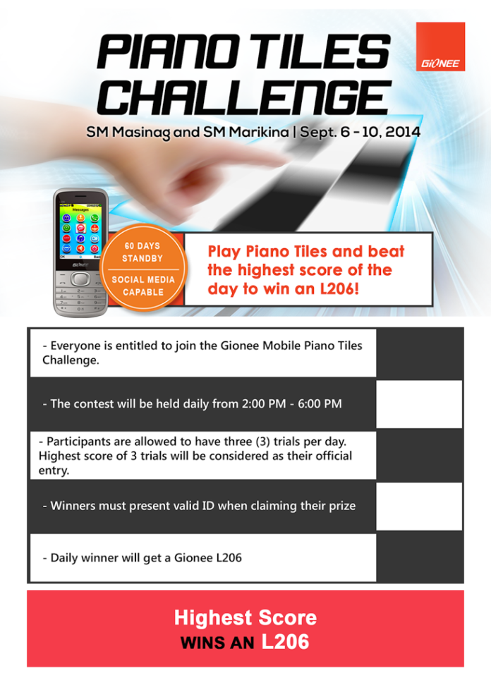Join Gionee’s Piano Tiles Challenge!