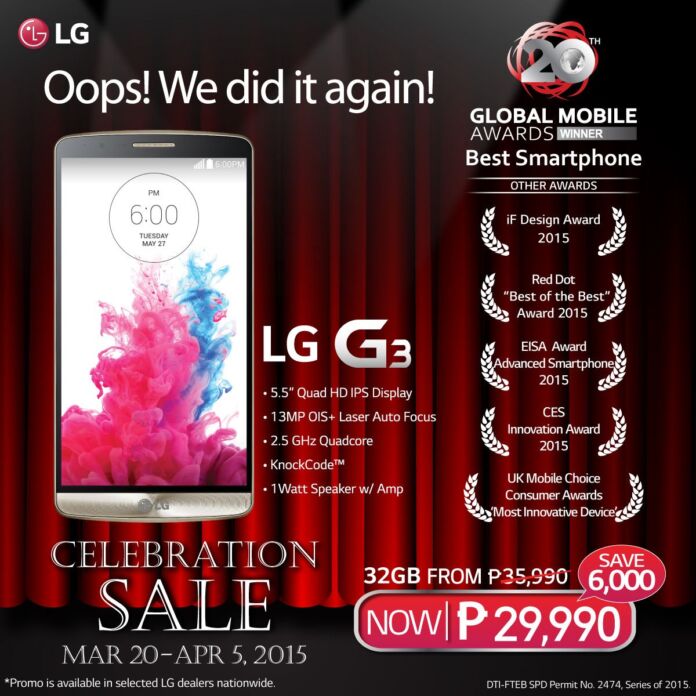 Get P6,000 off for LG G3 32GB at LG’s Grand Celebration Sale