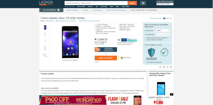 Cherry Mobile Ultra now on Flash sale at Lazada