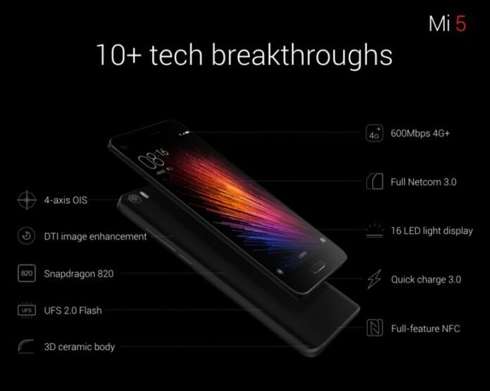 Xiaomi Mi 5 now official, packs Snapdragon 820 CPU, 4GB RAM, and 128GB Storage
