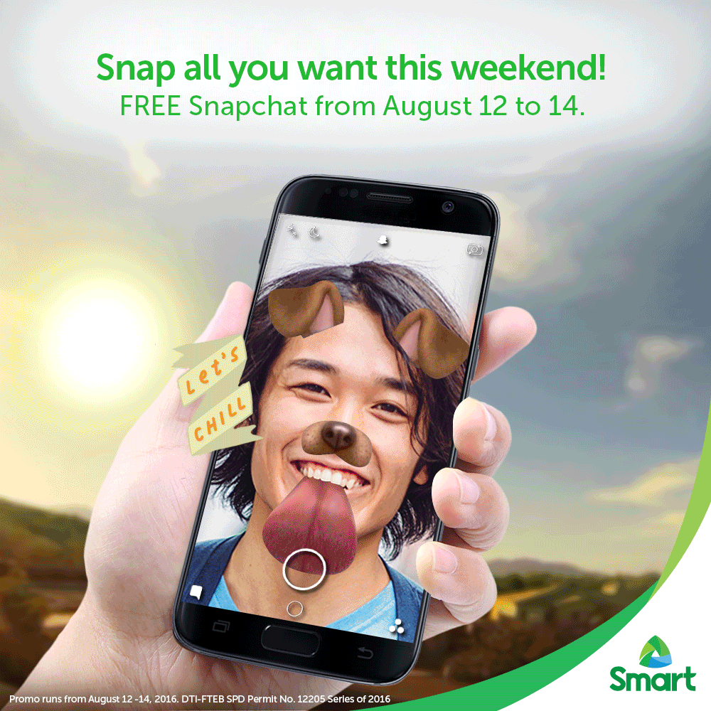 Smart offers free Snapchat this weekend. 
