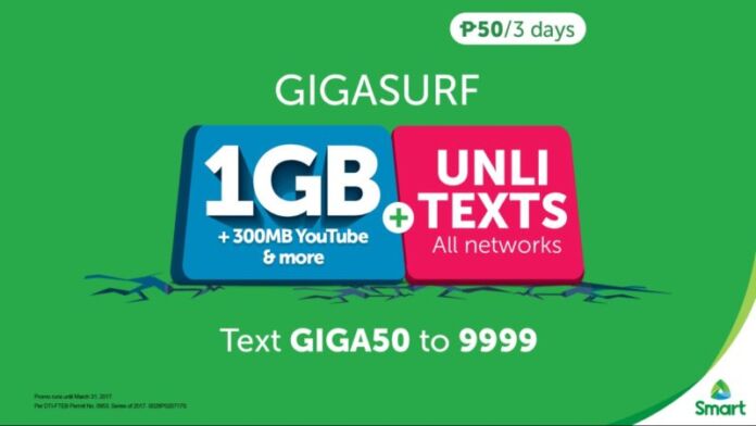 Smart Giga Surf 50 now comes with unli-texts to all networks!