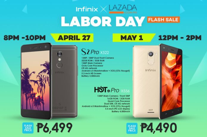 Get the Infinix S2 Pro & Hot 4 Pro at a discounted price in Lazada’s Labor Day Flash Sale