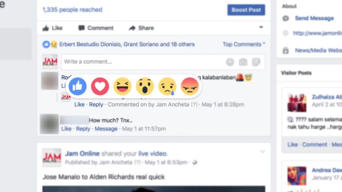 Facebook Adds Reactions to Comments
