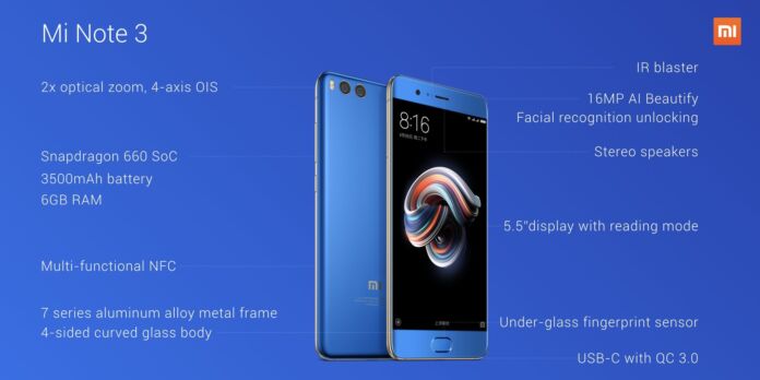 Xiaomi Mi Note 3 Unveiled: It’s a bigger Mi 6 with different hardware