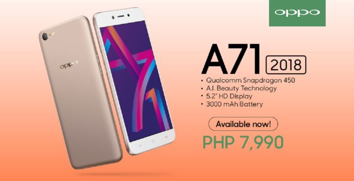 OPPO A71 2018 Now Available, Priced at Php7,990