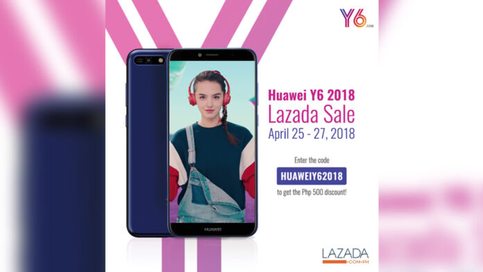 Get P500 off when you Buy the Huawei Y6 2018 at Lazada