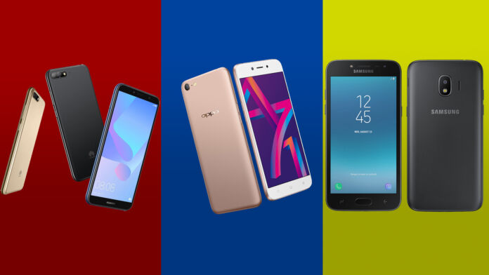 Huawei Y6 (2018) vs. OPPO A71 (2018) vs. Samsung Galaxy J2 Pro Specs Comparison