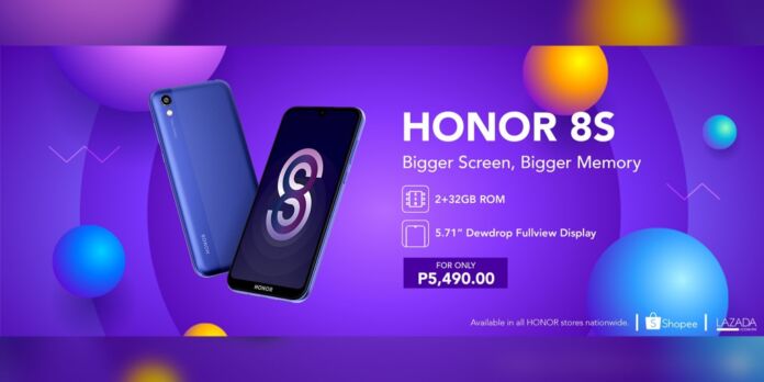 Honor 8S will be available in the PH for Php5,490
