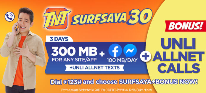 Enjoy unlimited calls to all networks with TNT SurfSaya 30