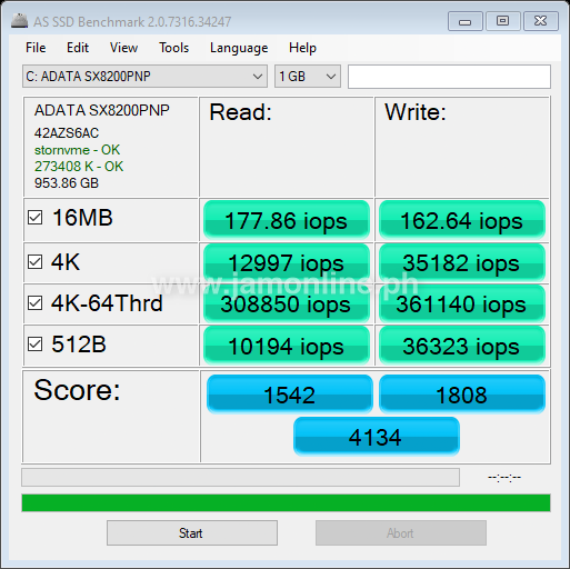 AS SSD - IOPS ADATA XPG SX8200 PRo JamOnline
