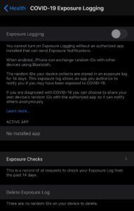 COVID-19 Exposure Logging iPhone 2