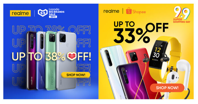 Score up to 38% discounts with realme at Lazada and Shopee 9.9 sale