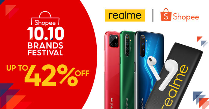 You can get up to 42% discounts on realme products at Shopee 10.10 Brand Festival Sale