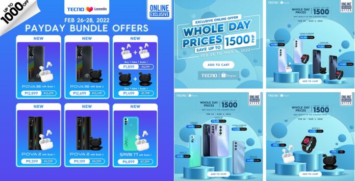 TECNO announces payday sales and 3.3 deals on Lazada, Shopee