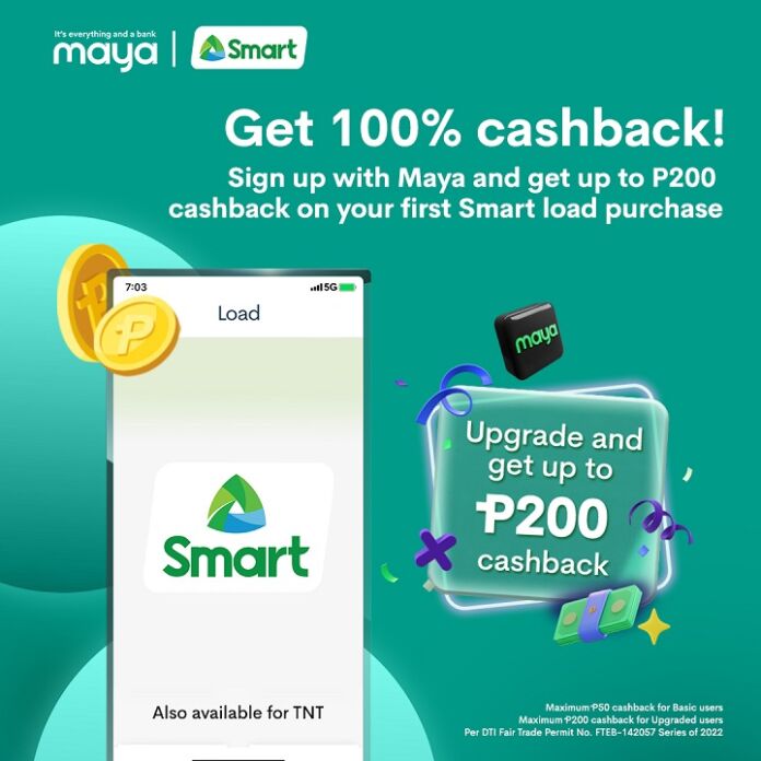 Maya offers up to 100% cashback with Smart Prepaid, Smart Bro, and TNT Load