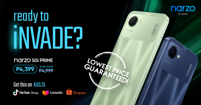 Get the narzo 50i Prime for only Php4,399 on August 15