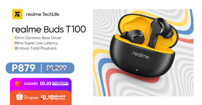 Get Php420 OFF on realme Buds T100 this 10.10
