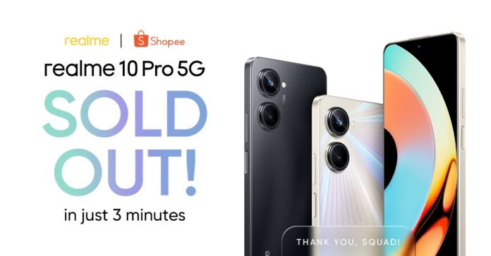 realme 10 Pro 5G sells 2 units per second on Shopee, sold out in just 3 minutes