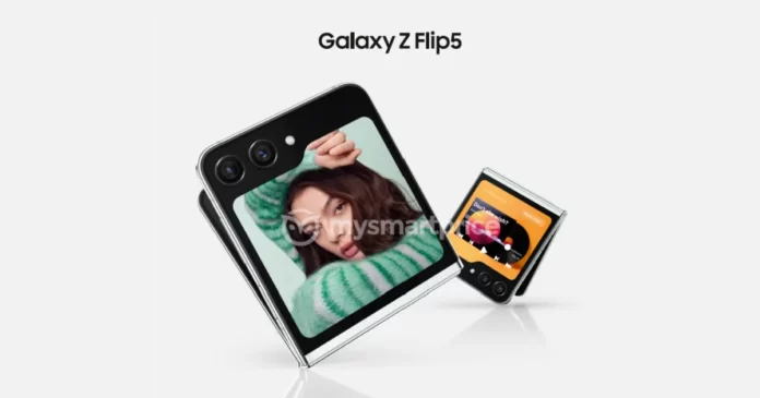 Samsung Galaxy Z Flip5 Render Image shows a larger cover display