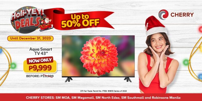 Cherry 43-inch Aqua Smart TV is available for Php9,999 until December 31, 2023!