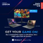 Get a FREE Legion Monitor when you purchase selected Lenovo Legion Notebooks Main KV