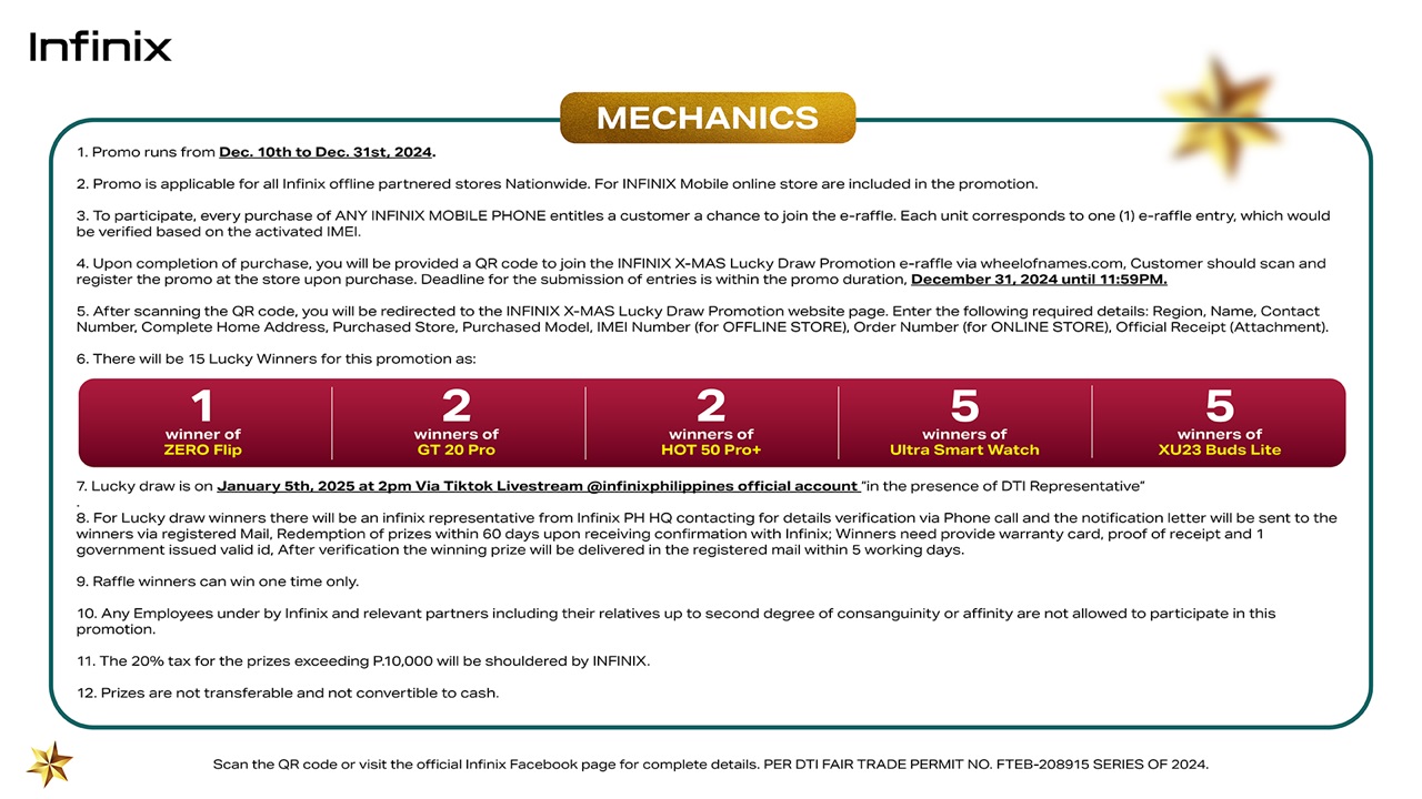 Infinix X Mas Lucky Draw mechanics