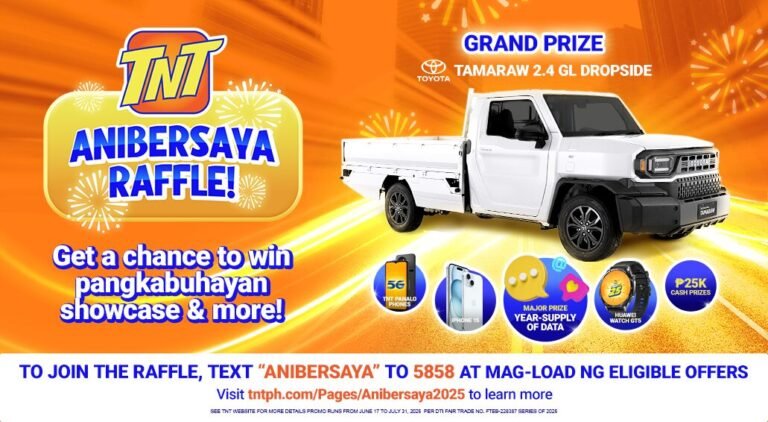 TNT launches Anibersaya Raffle Promo with Toyota Tamaraw iPhones and year long data supply at stake