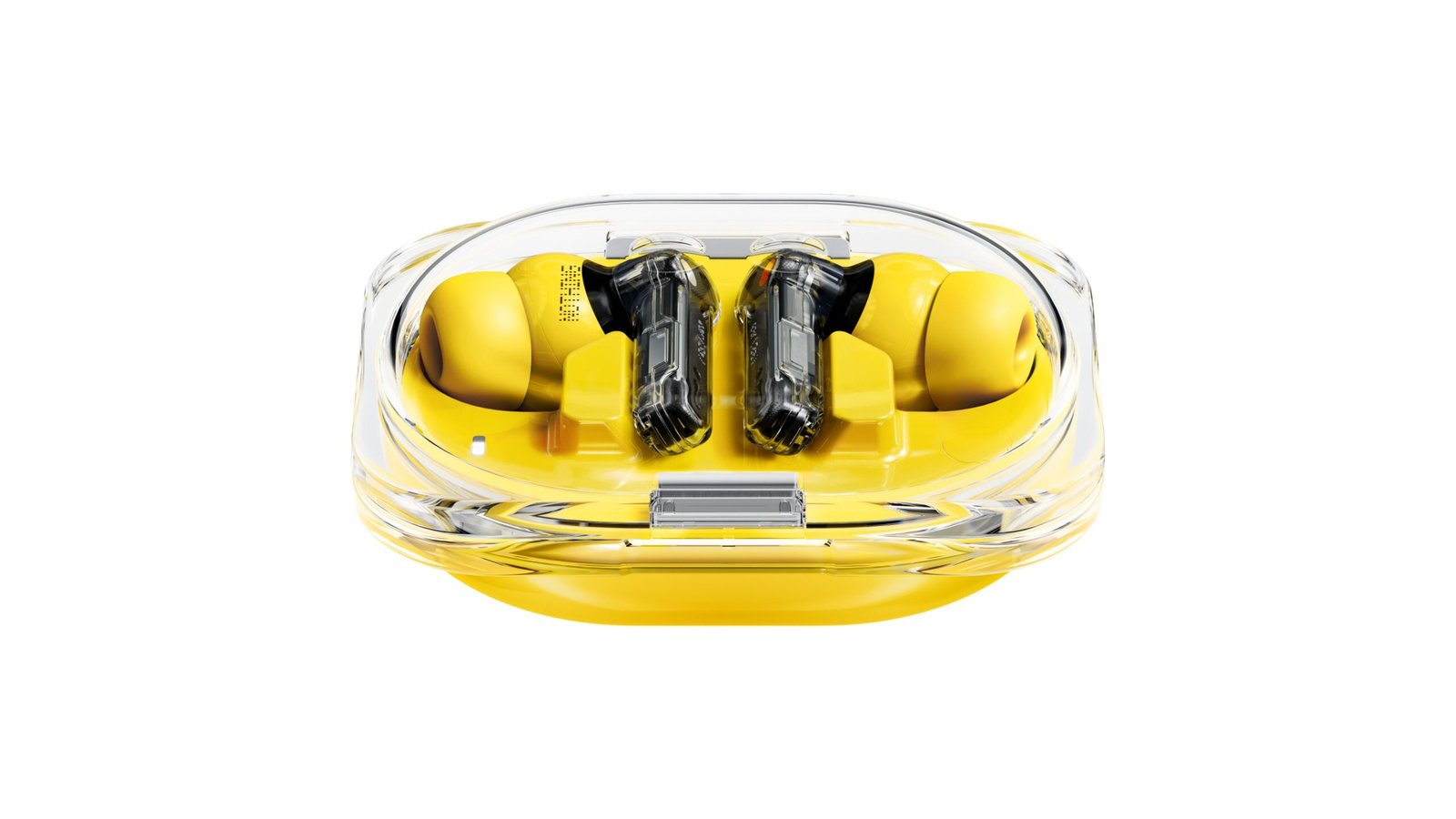 Nothing Ear 3a case and yellow earbuds