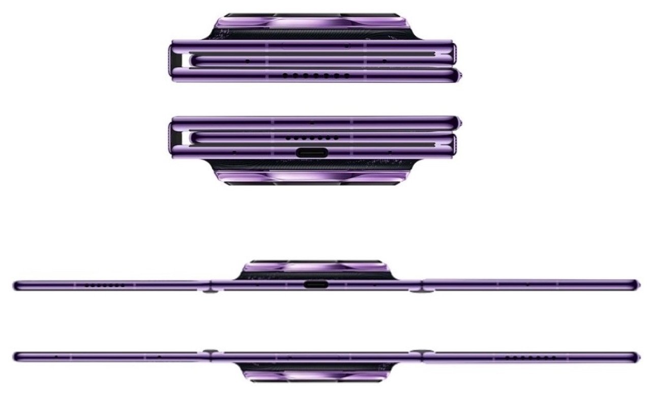HUAWEI Mate XT 2 folded and unfolded form factor illustrating slim profile and hinge engineering