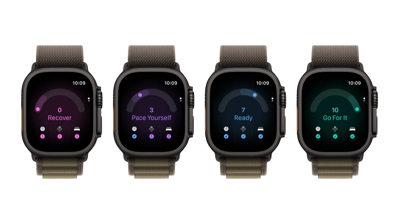 Apple Watch Ultra 4 readiness recommendations displaying Recover, Pace Yourself, Ready, and Go For It
