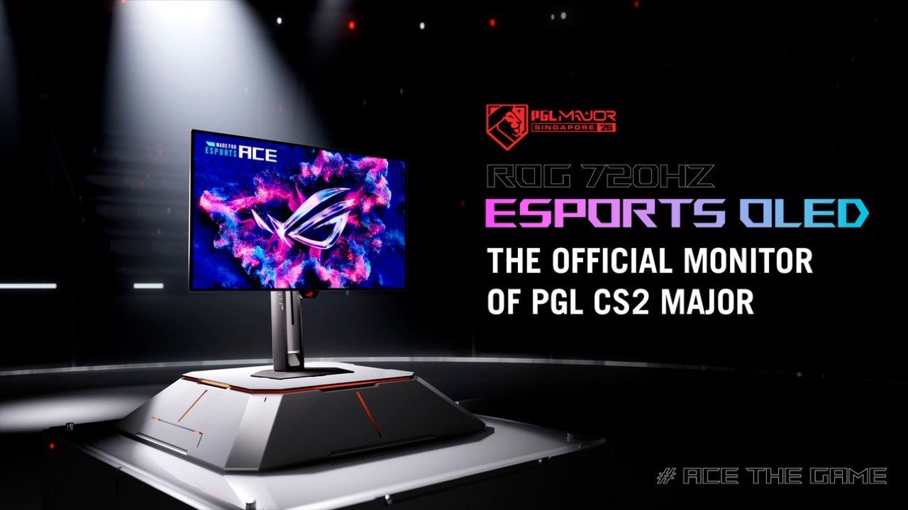 ROG Swift OLED PG259QWS Ace 720Hz monitor official display of PGL CS2 Major Singapore 2026