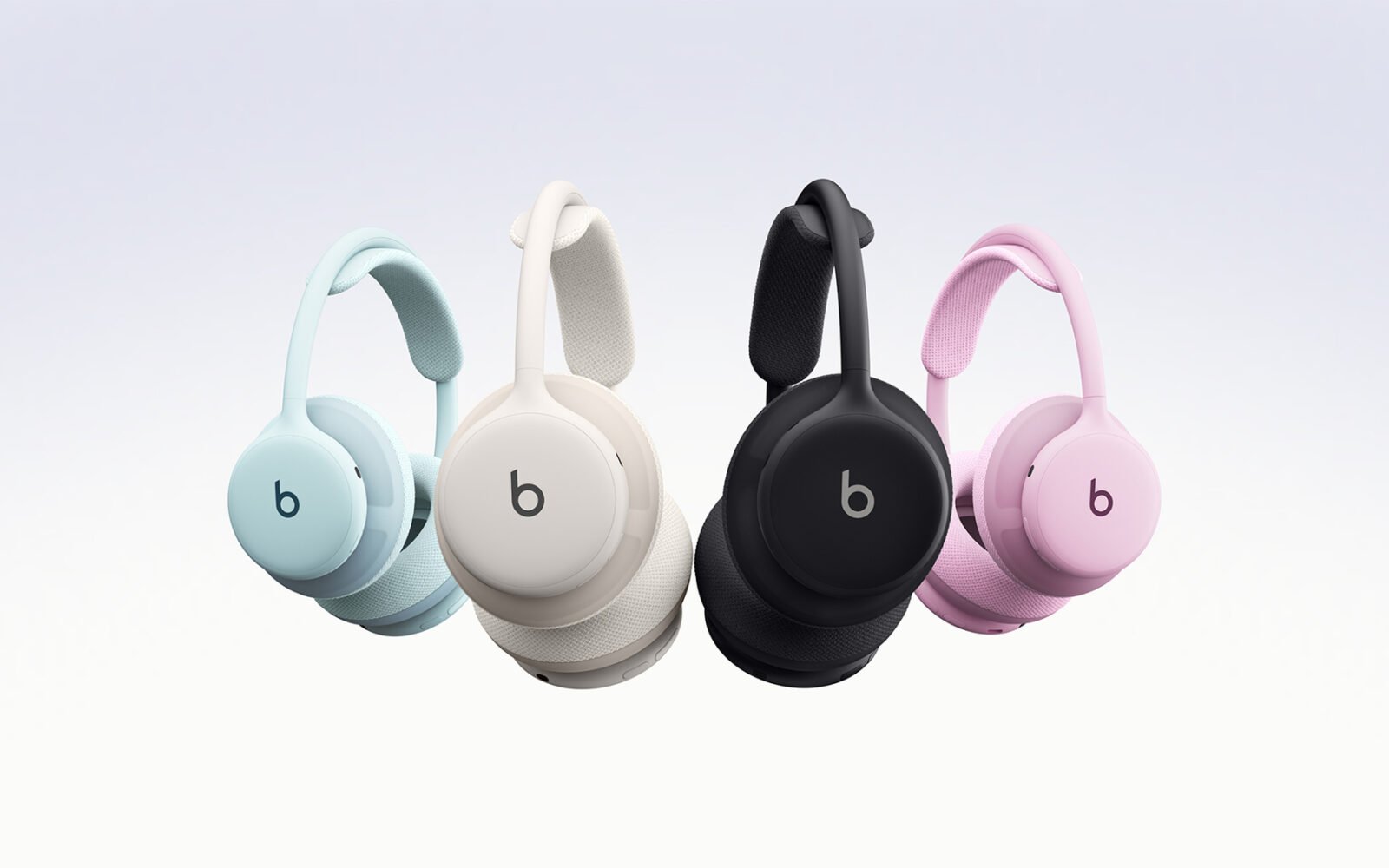 Beats 360 flagship over-ear headphones in Sky, Cloud, Black, and Pink with interchangeable cushions