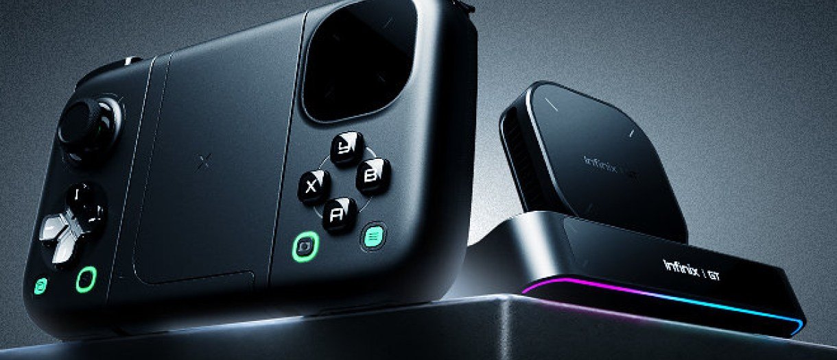 Infinix GT NX Controller close up showing pixel level FPS precision touchpad and RGB dock