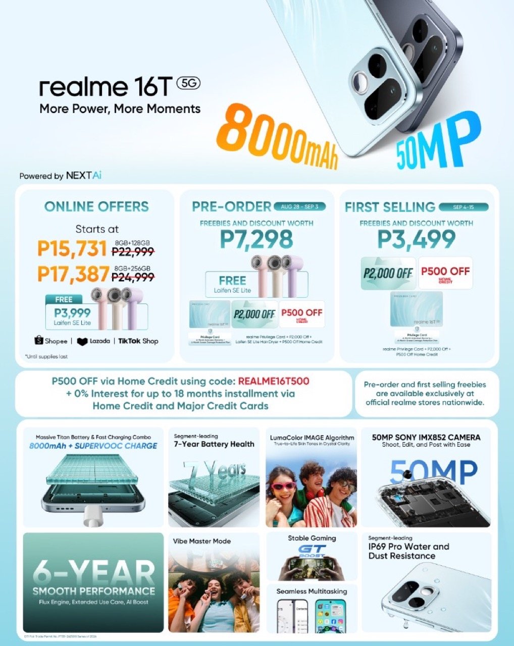 realme 16T 5G Philippine pre-order and first selling promo offers and detailed feature highlights