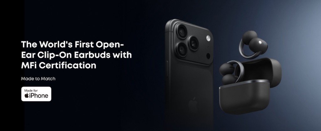 Anker soundcore AeroClip 2 open-ear clip-on earbuds with Apple MFi certification