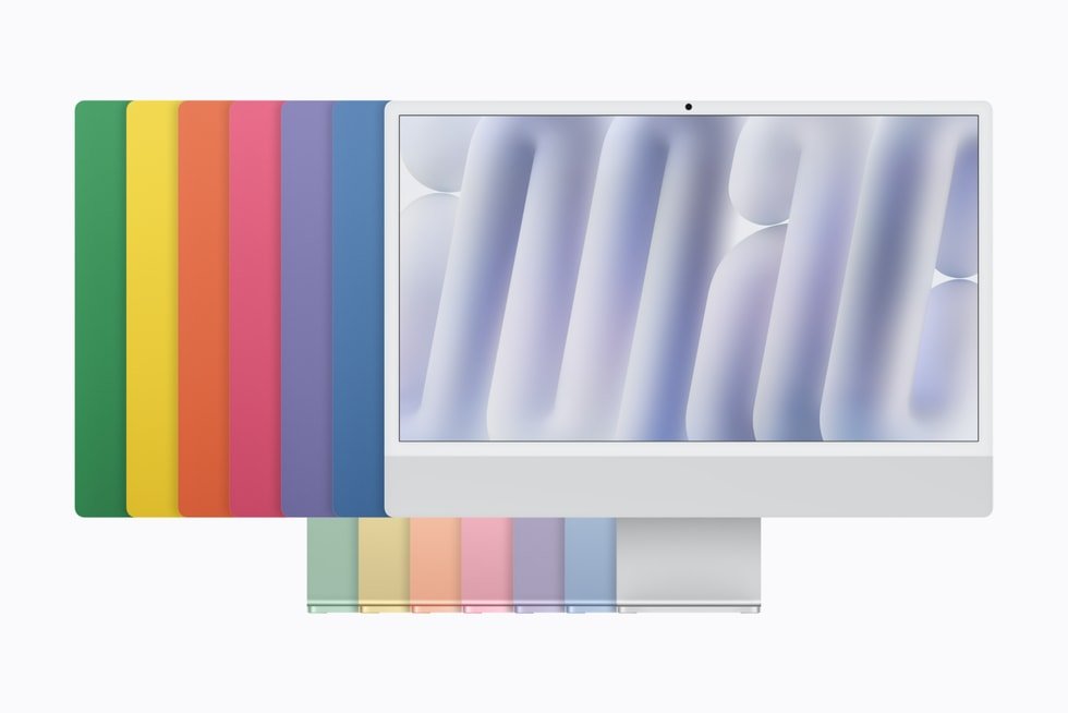 Apple 24-inch iMac with M6 displayed in seven vibrant colors