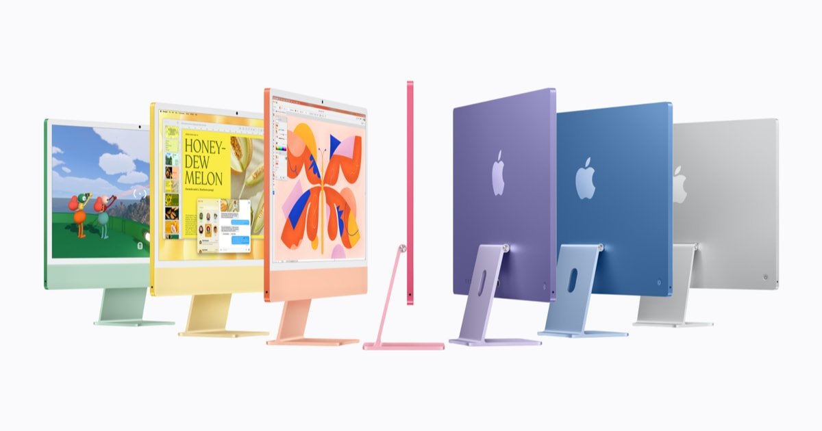Apple 24-inch iMac with M6 chip shown in vibrant blue finish