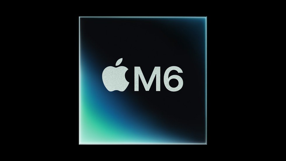 Apple M6 silicon chip architecture diagram with 12-core CPU and 12-core GPU