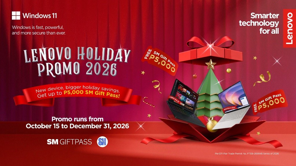 Lenovo Holiday Promo 2026 offering up to Php 5,000 in SM Gift Pass