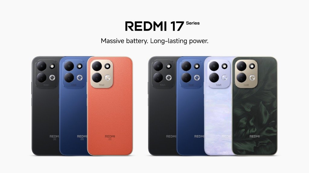 REDMI 17 Series colorways showing refined rear camera deco flat frame and matte finish
