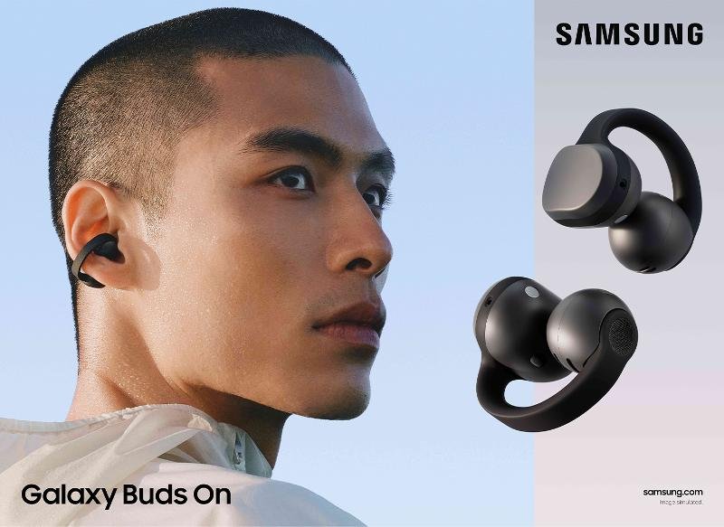 Samsung Galaxy Buds On resting inside compact charging case