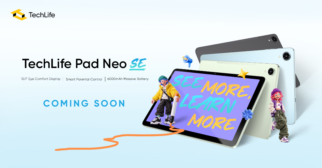 TechLife Pad Neo SE family learning tablet with 10.1-inch Eye Comfort Display and 6000mAh battery