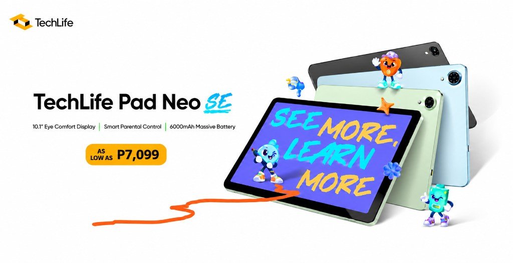 TechLife Pad Neo SE official launch banner with colors and price in the Philippines