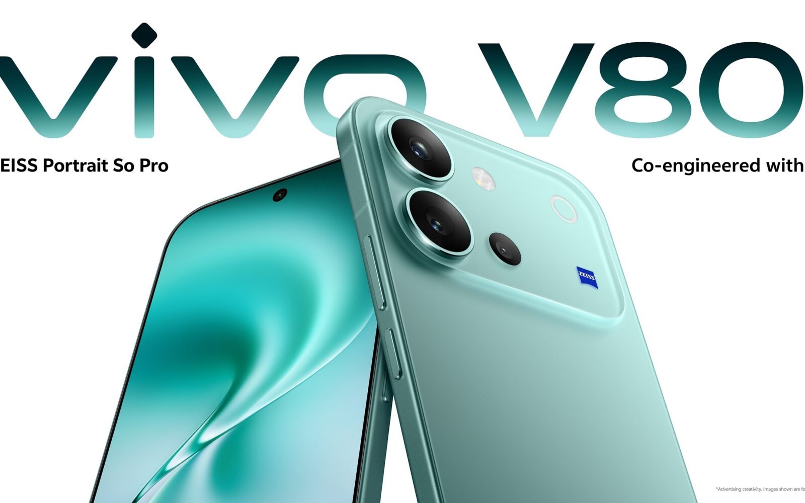 vivo V80 smartphone lineup featuring Flagship One-Piece Cold-Carved Glass design and ZEISS cameras