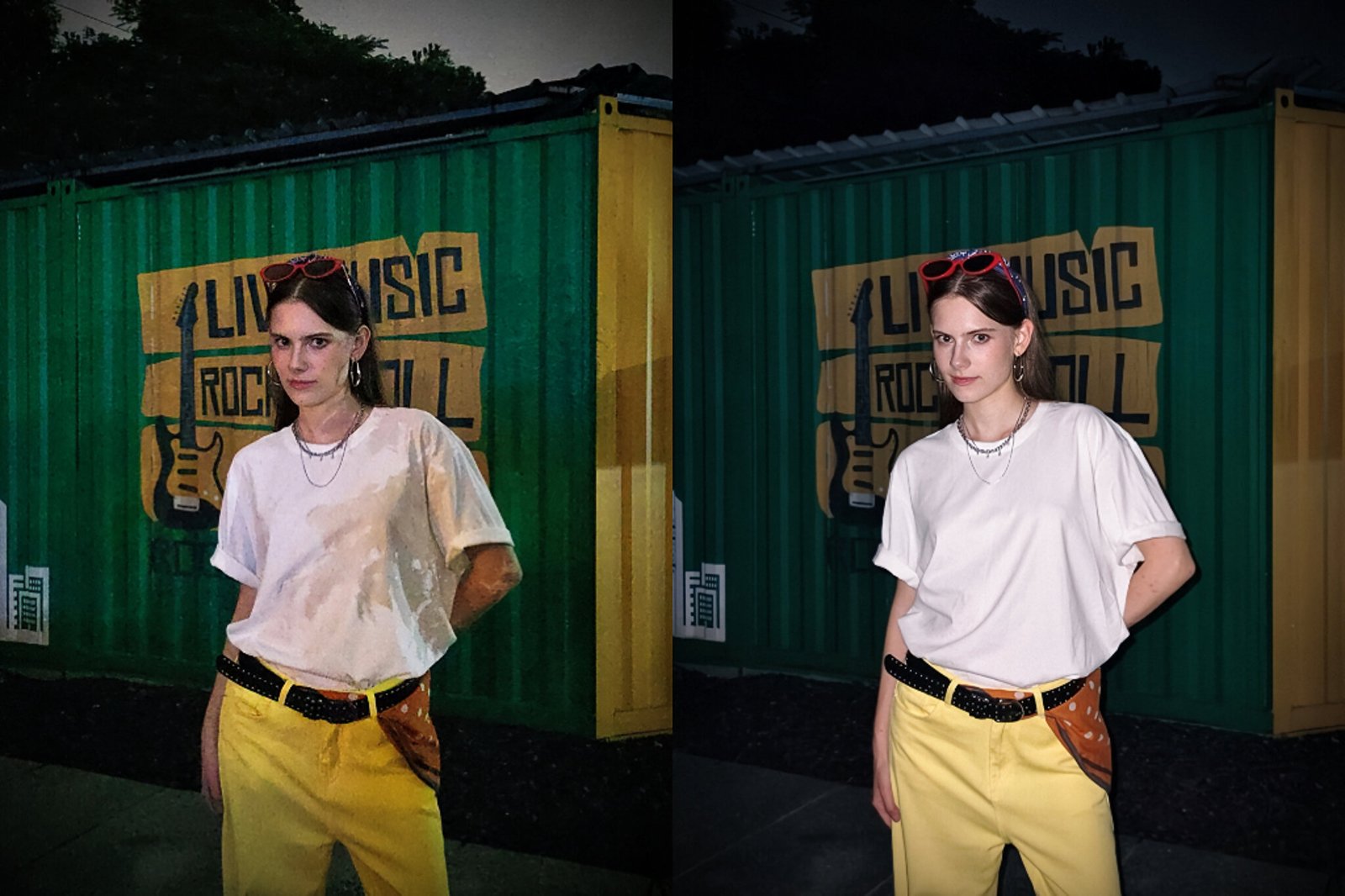 Low-light portrait captured with the vivo V80 ZEISS camera featuring retro CCD-inspired flash aesthetic